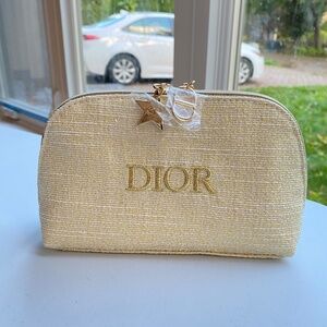 Christian Dior Gold 2024 Christmas Makeup Bag Cosmetic Pouch Purse vip gift